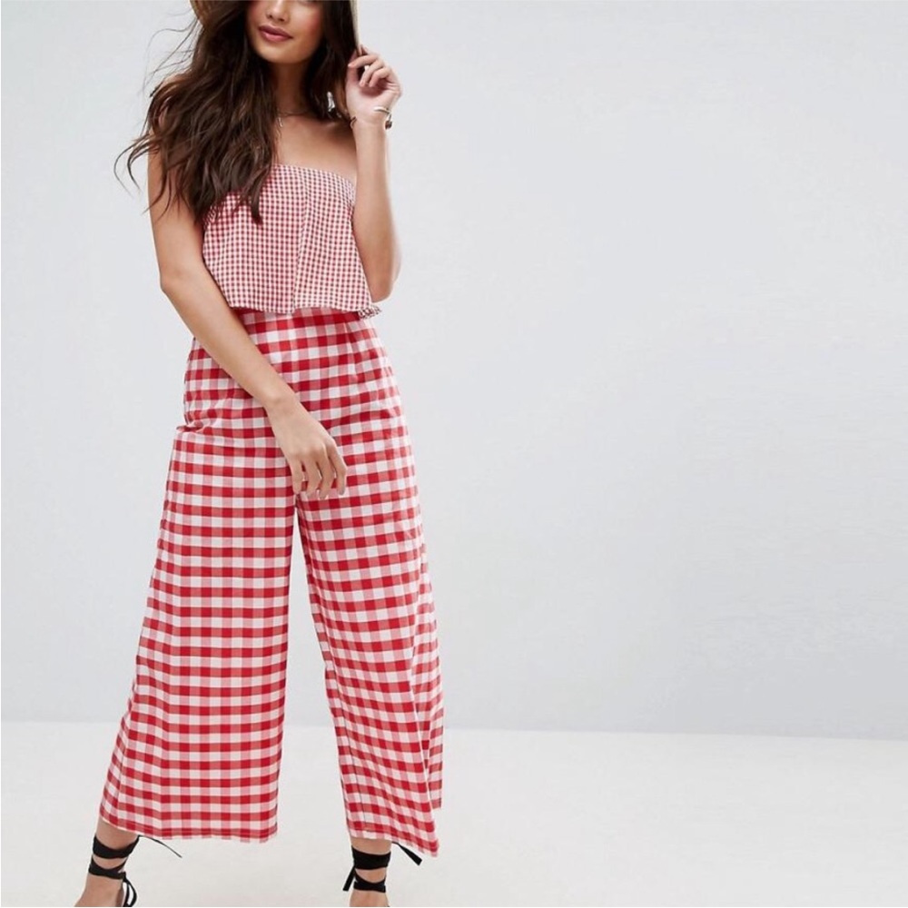 ASOS Red Gingham Print jumpsuit/romper Size 4